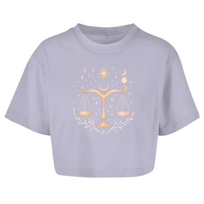 Damen Oversize Crop Top – Sternzeichen Waage | Celestia Spirit | Spirituelle Mode
