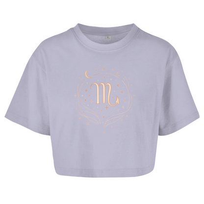 Damen Oversize Crop Top – Sternzeichen Skorpion | Celestia Spirit | Spirituelle Mode