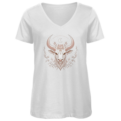 Premium Bio V-Neck T-Shirt - Stier | Damen | Celestia Spirit