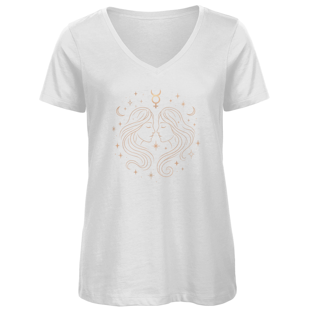 Premium Organic V-Neck T-Shirt - Gemini | Women | Celestia Spirit