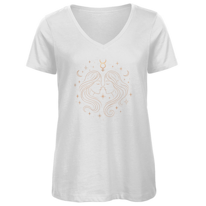 Premium Organic V-Neck T-Shirt - Gemini | Women | Celestia Spirit