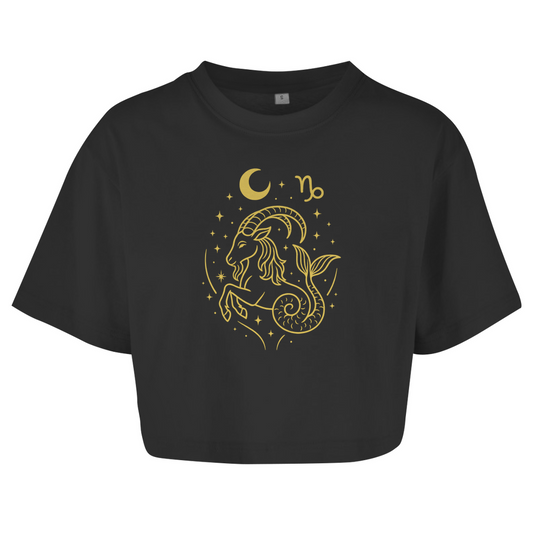 Damen Oversize Crop Top – Sternzeichen Steinbock | Celestia Spirit | Spirituelle Mode