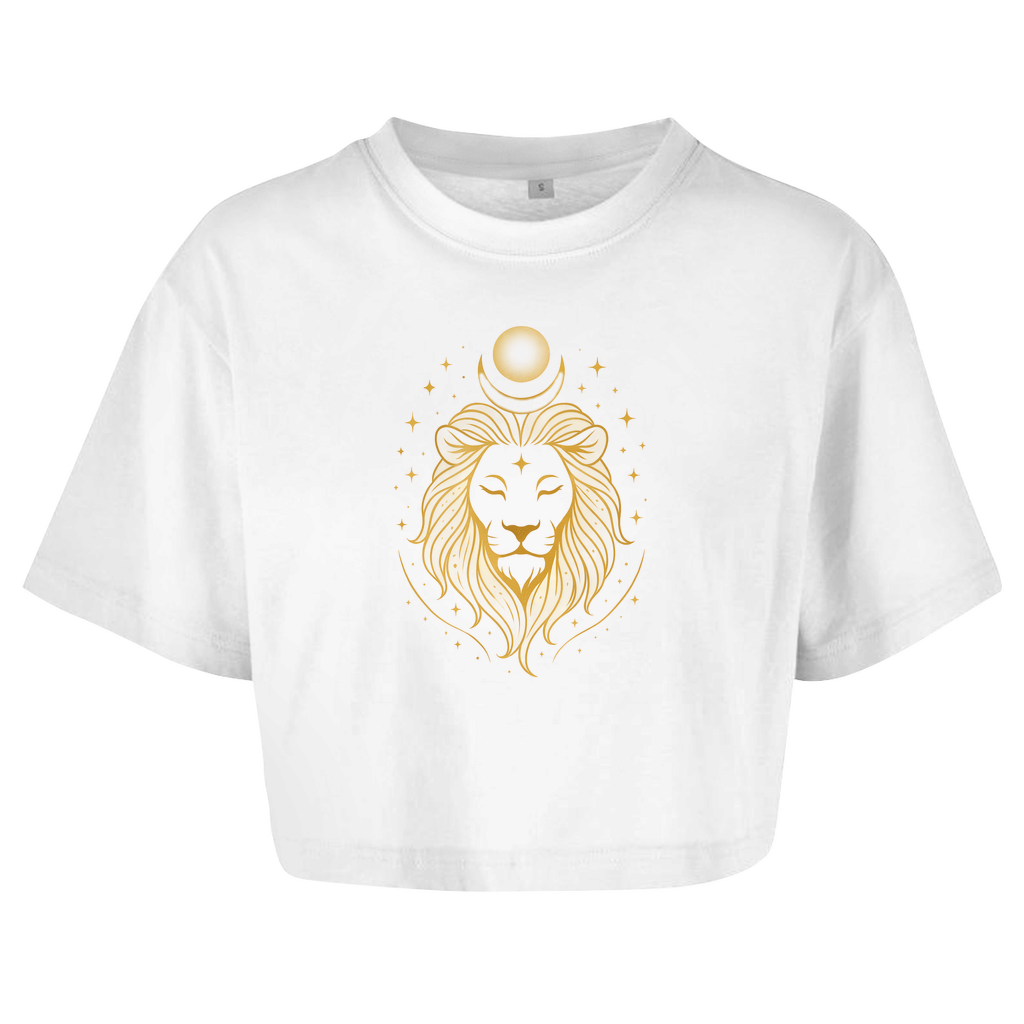 Women's Oversized Crop Top – Leo Zodiac Sign | Celestia Spirit | Spiritual Fashion