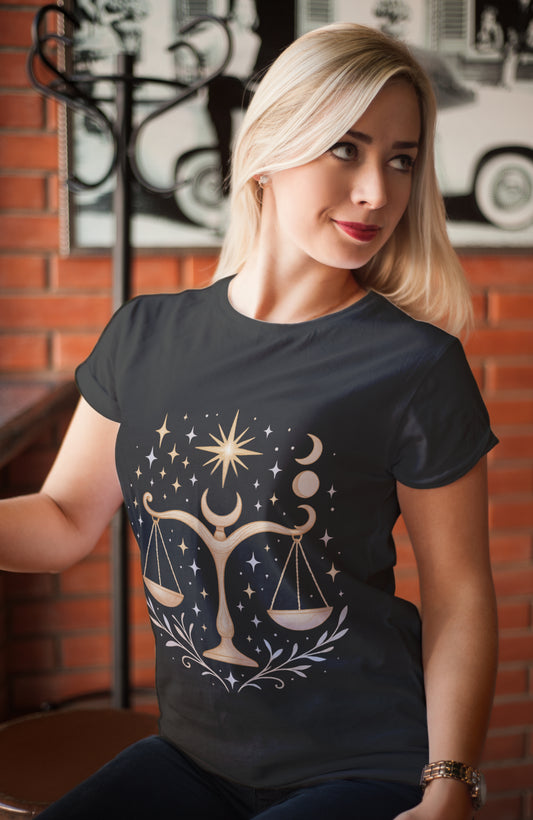 Bio Damen T-Shirt – Sternzeichen Waage | Celestia Spirit | Spirituelle Mode