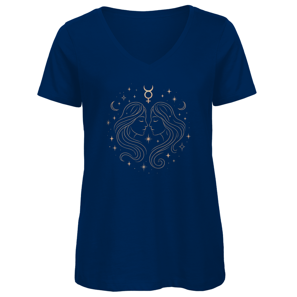 Premium Organic V-Neck T-Shirt - Gemini | Women | Celestia Spirit
