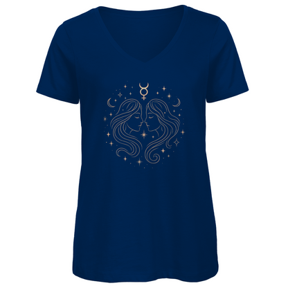 Premium Organic V-Neck T-Shirt - Gemini | Women | Celestia Spirit