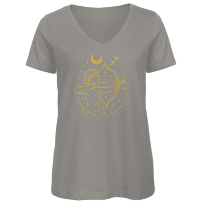 Bio Damen V-Neck T-Shirt – Sternzeichen Schütze | Celestia Spirit | Spirituelle Mode