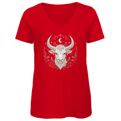 Premium Bio V-Neck T-Shirt - Stier | Damen | Celestia Spirit