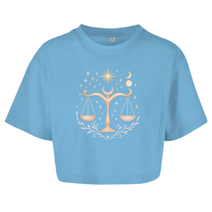 Damen Oversize Crop Top – Sternzeichen Waage | Celestia Spirit | Spirituelle Mode