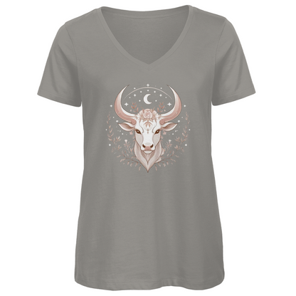 Premium Bio V-Neck T-Shirt - Stier | Damen | Celestia Spirit