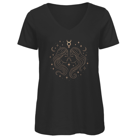 Premium Organic V-Neck T-Shirt - Gemini | Women | Celestia Spirit